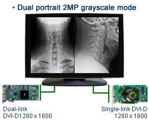 Монитор MMD-4300C работающий в монохромном режиме от двух видеоадаптеров